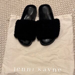 Jenni Kayne Black Fuzzy Slippers